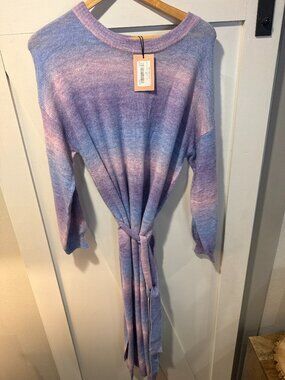 Purple & Blue Ombre Knit Tie Waist Sweater Dress – NWT Size Medium